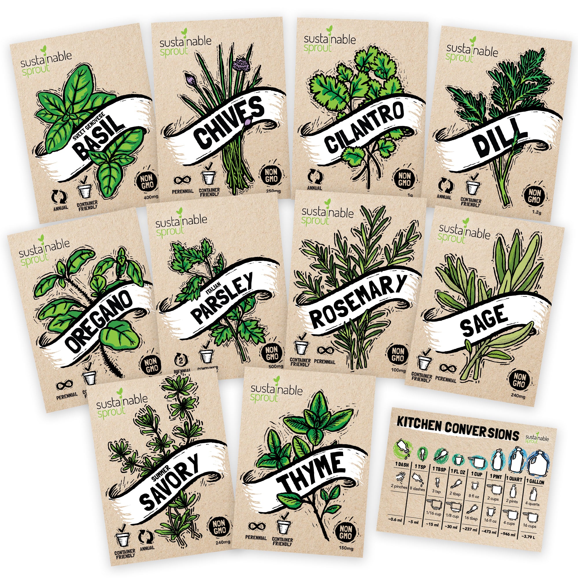 Culinary Herb Seeds 10 pack Sustainable Sprout